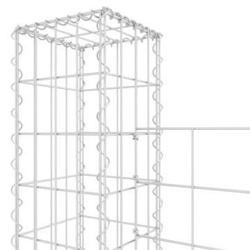 Coș de gabion în formă de U cu 5 stâlpi, 500x20x200 cm, fier - Img 6