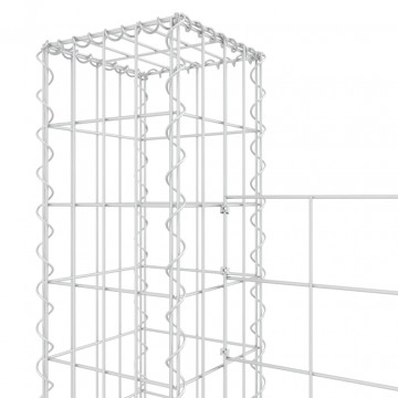 Coș de gabion în formă de U cu 7 stâlpi, 740x20x150 cm, fier - Img 6