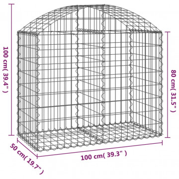 Coș gabion arcuit, 100x50x80/100 cm, fier galvanizat - Img 5