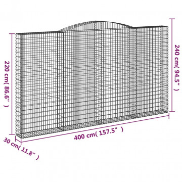 Coș gabion arcuit 400x30x220/240 cm fier galvanizat - Img 5