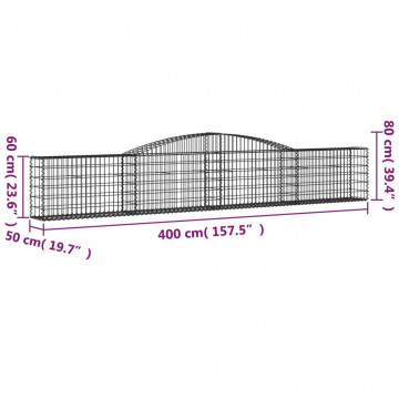 Coș gabion arcuit 400x50x60/80 cm fier galvanizat - Img 5