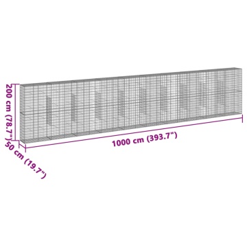 Coș gabion cu capac, 1000x50x200 cm, fier galvanizat - Img 6