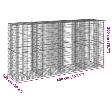 Coș gabion cu capac, 400x100x200 cm, fier galvanizat - Img 6