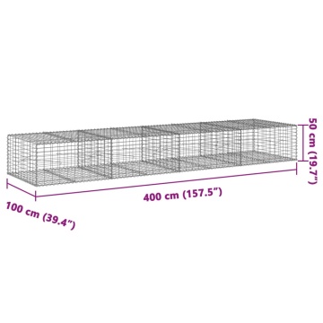 Coș gabion cu capac, 400x100x50 cm, fier galvanizat - Img 6