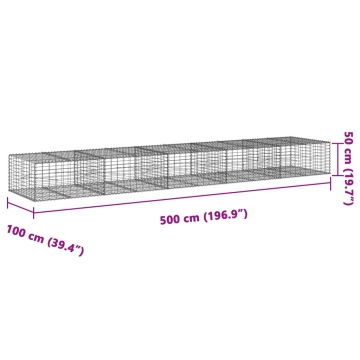 Coș gabion cu capac, 500x100x50 cm, fier galvanizat - Img 6