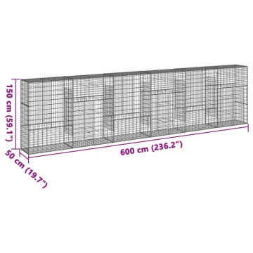 Coș gabion cu capac, 600x50x150 cm, fier galvanizat - Img 6