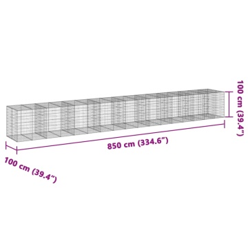 Coș gabion cu capac, 850x100x100 cm, fier galvanizat - Img 6