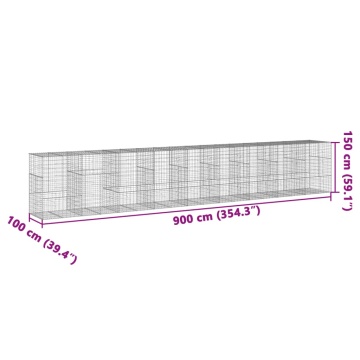 Coș gabion cu capac, 900x100x150 cm, fier galvanizat - Img 6