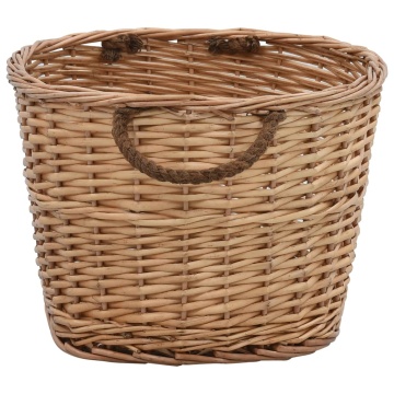 Coș lemne foc mânere de transport natural 56x40x28 cm salcie - Img 3