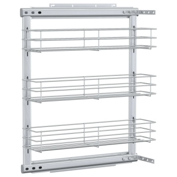 Coș sârmă bucătărie retractabil 3 raft argintiu 47x15,5x55,5 cm - Img 2