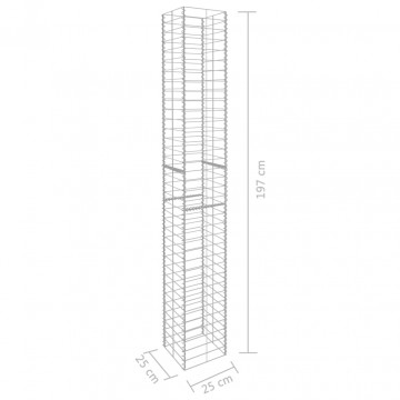Coșuri gabion, 3 buc., 25 x 25 x 197 cm, oțel galvanizat - Img 5