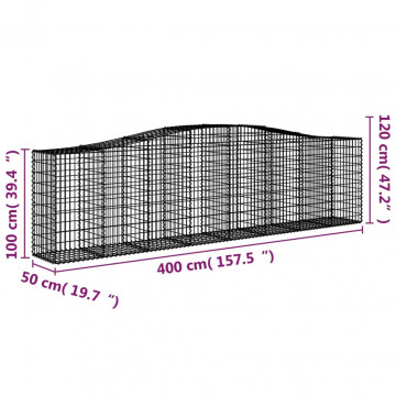 Coșuri gabion arcuite 10 buc, 400x50x100/120 cm fier galvanizat - Img 5