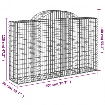 Coșuri gabion arcuite 2 buc, 200x50x120/140 cm, fier galvanizat - Img 5