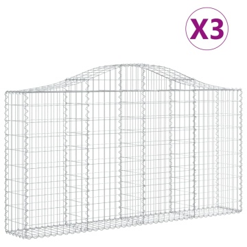 Coșuri gabion arcuite 3 buc, 200x30x100/120 cm fier galvanizat - Img 2