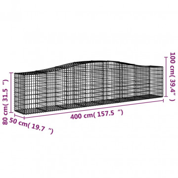 Coșuri gabion arcuite 7 buc, 400x50x80/100 cm, fier galvanizat - Img 5