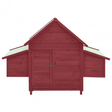 Coteț de păsări, roșu și alb, 152x96x110 cm, lemn de brad masiv - Img 4