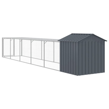 Coteț de pui cu incintă antracit 117x609x123 cm oțel galvanizat - Img 8