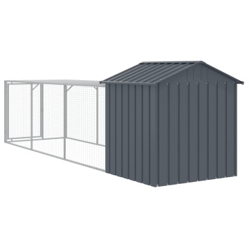 Coteț de pui cu țarc antracit 117x405x123 cm oțel galvanizat - Img 8