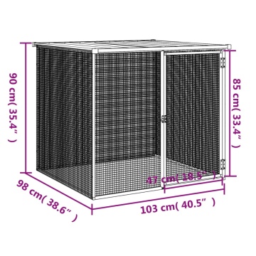 Coteț pui cu acoperiș gri deschis 103x98x90 cm oțel galvanizat - Img 5