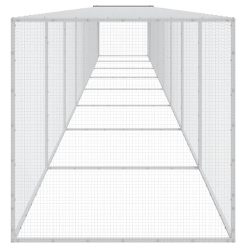 Coteț pui cu acoperiș gri deschis 803x98x90 cm oțel galvanizat - Img 4