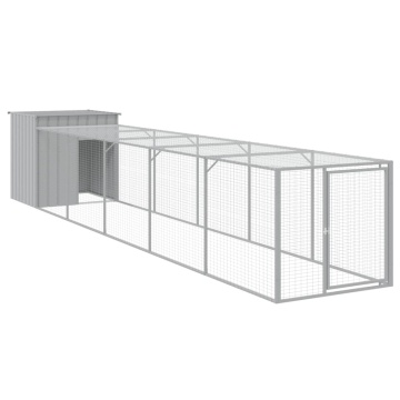 Coteț pui cu incintă gri deschis 110x609x110 cm oțel galvanizat - Img 2