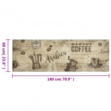 Covor de bucătărie lavabil Coffee, maro, 60x180 cm, catifea - Img 5