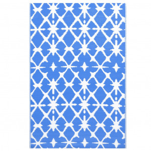 Covor de exterior, albastru/alb, 160x230 cm, PP - Img 2