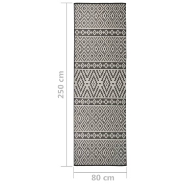 Covor de exterior, dungi negre, 80x250 cm, țesătură plată - Img 5