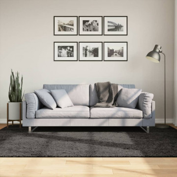 Covor ISTAN, cu fire înalte, aspect lucios, antracit, 160x230cm - Img 1