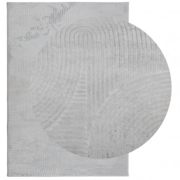 Covor "IZA" aspect scandinav, cu fire scurte, gri, 120x170 cm - Img 3