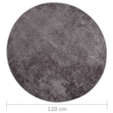 Covor lavabil, gri, φ120 cm , antiderapant - Img 4