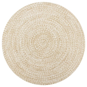 Covor manual, alb și natural, 90 cm, iută - Img 1