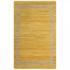 Covor manual, galben, 80 x 160 cm, iută - Img 1