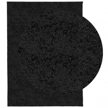 Covor pufos "PAMPLONA" cu fire înalte, negru modern, 140x200 cm - Img 3