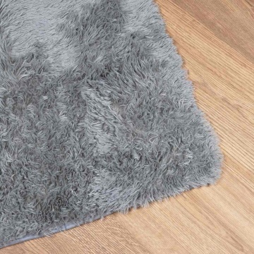 Covor shaggy cu pom înalt, NAVARRA, gri argintiu, 60x100 cm - Img 4