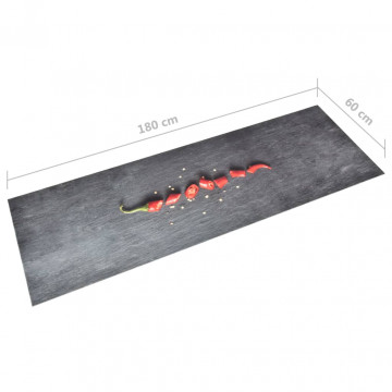 Covoraș de bucătărie lavabil, 60x180 cm, model ardei - Img 5