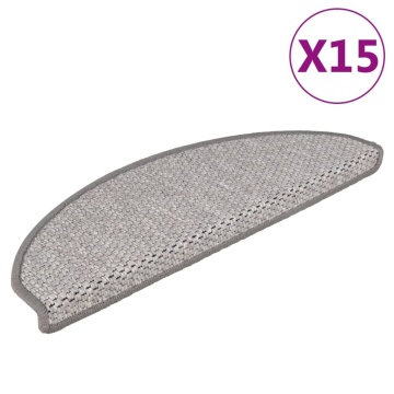 Covoraș scări autoadeziv 15 buc platină 65x21x4 cm aspect sisal - Img 2