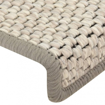 Covorașe autoadezive pentru scări, 15 buc. bej, 65x21x4cm sisal - Img 5