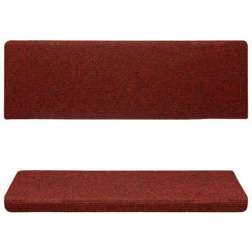 Covorașe de scări cusătură punch, 15 buc., roșu, 65x21x4 cm - Img 4