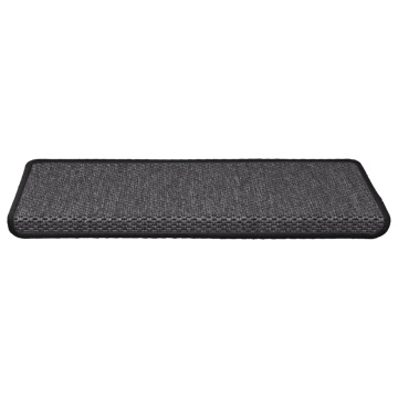 Covorașe scări autoadezive, 15 buc. antracit 65x21x4 cm sisal - Img 3