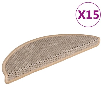 Covorașe scări autoadezive 15 buc. bej deschis 56x17x3cm sisal - Img 2