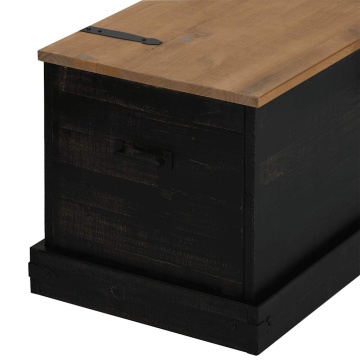 Cufă de depozitare HALDEN Negru 91x48x47 cm Lemn masiv de pin - Img 7