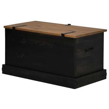 Cufă de depozitare HALDEN Negru 91x48x47 cm Lemn masiv de pin - Img 8