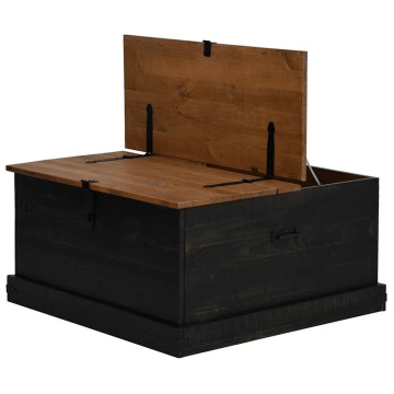 Cufă de depozitare HALDEN Negru 91x91x47 cm Lemn masiv de pin - Img 8