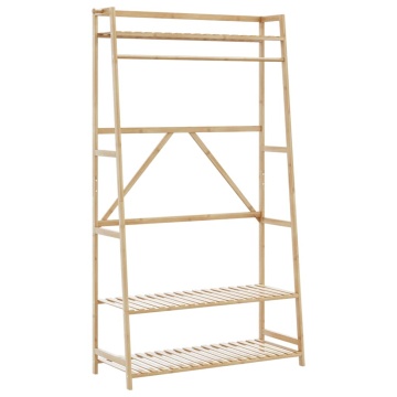 Cuier pentru haine cu rafturi, 110x40x180 cm, bambus - Img 1