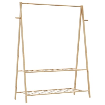Cuier pentru haine cu rafturi, 132x45,5x150,5 cm, bambus - Img 1
