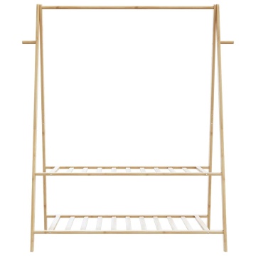 Cuier pentru haine cu rafturi, 132x45,5x150,5 cm, bambus - Img 4