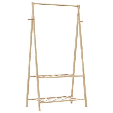 Cuier pentru haine cu rafturi, 96x45,5x150,5 cm, bambus - Img 5