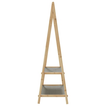 Cuier pentru haine cu rafturi, 96x45,5x150,5 cm, bambus - Img 8