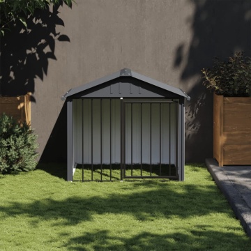 Cușcă câine cu acoperiș, negru, 117x103x102 cm, oțel galvanizat - Img 1